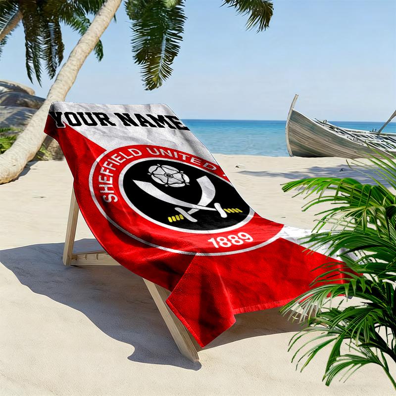 Custom Name Sheffield Fc Print Beach Towel, Large Soft Quick Dry Towel for Beach Camping Swimming