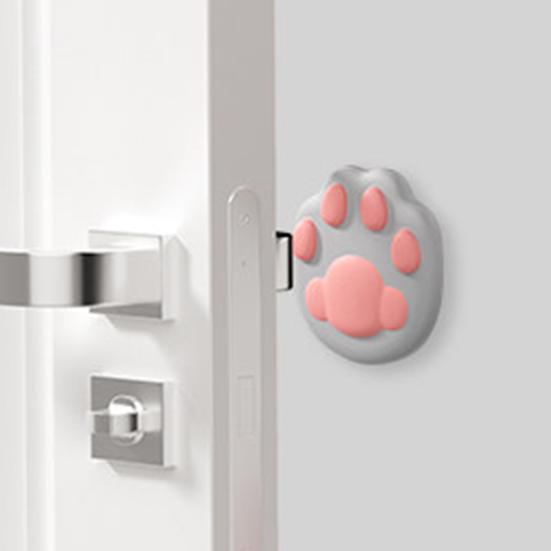 2Pcs Cat Paw Door Handle Stopper Self-Adhesive Silicone Door Knob Stop Wall Protector Quiet Shock Absorbent Wall Bumper Anti-collision Pad