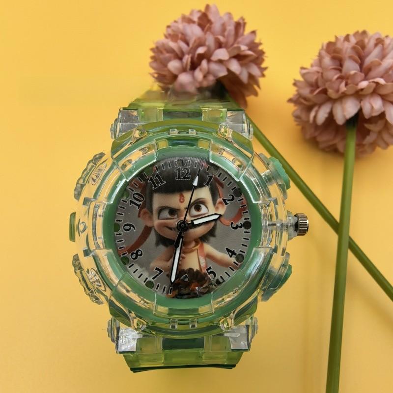 Nezha Cartoon Childrens Luminous Watch With Led Light For Kids Sports And School