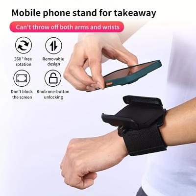 Nastavitelný držák telefonu na zápěstí, 360 stupňů otočný, Univerzální, Sportovní náramek pro živé vysílání, Navigace při řízení