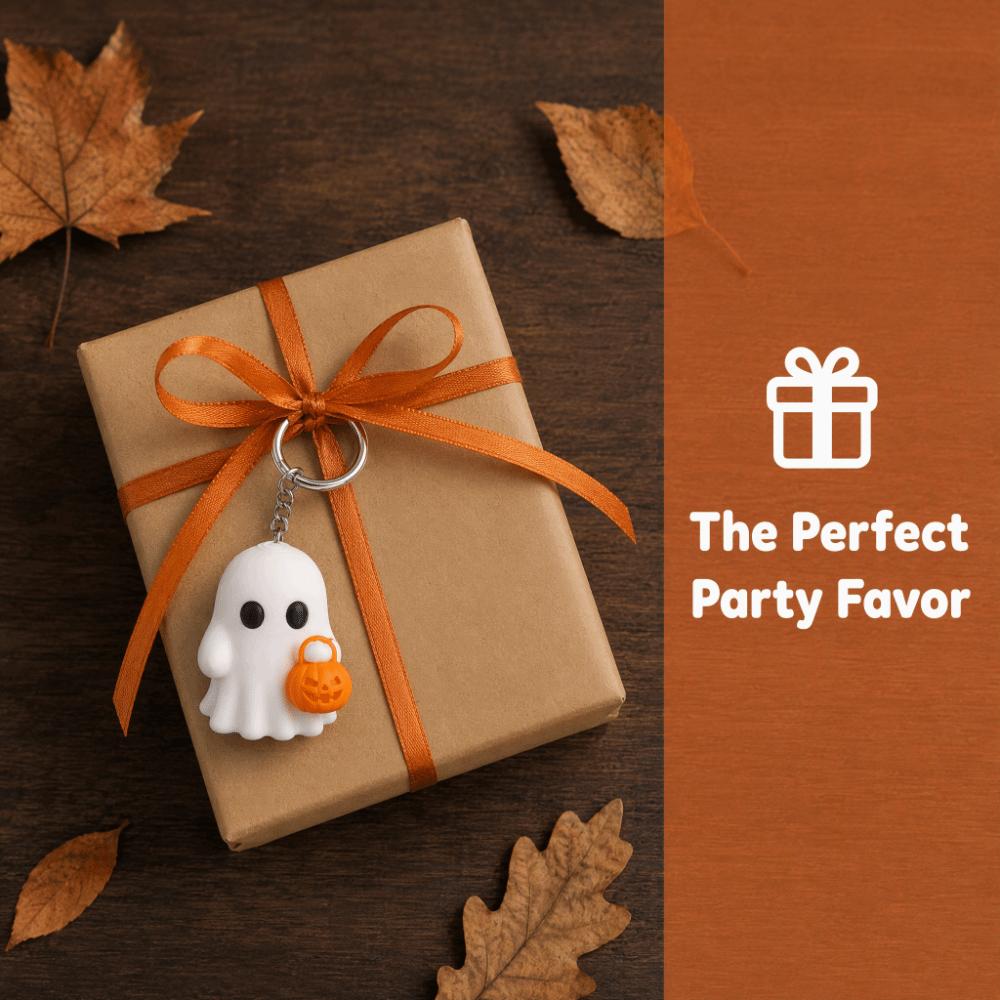 Creative White Ghost Pendant Pumpkin 3D Printed Keyring Halloween Keychain Bag Accessory