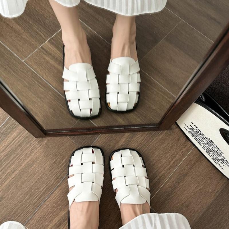 Hausschuhe Damen Neu Sommer Vintage Gewebt Hohl Sandalen Plateausandalen