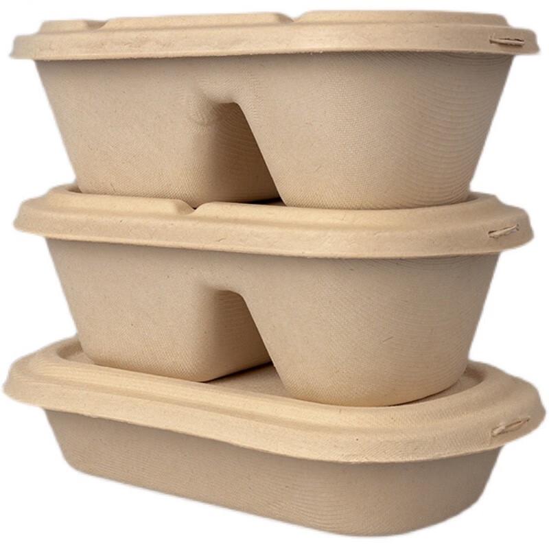 Eco-Friendly Rectangular Pulp Takeout Containers with Lids