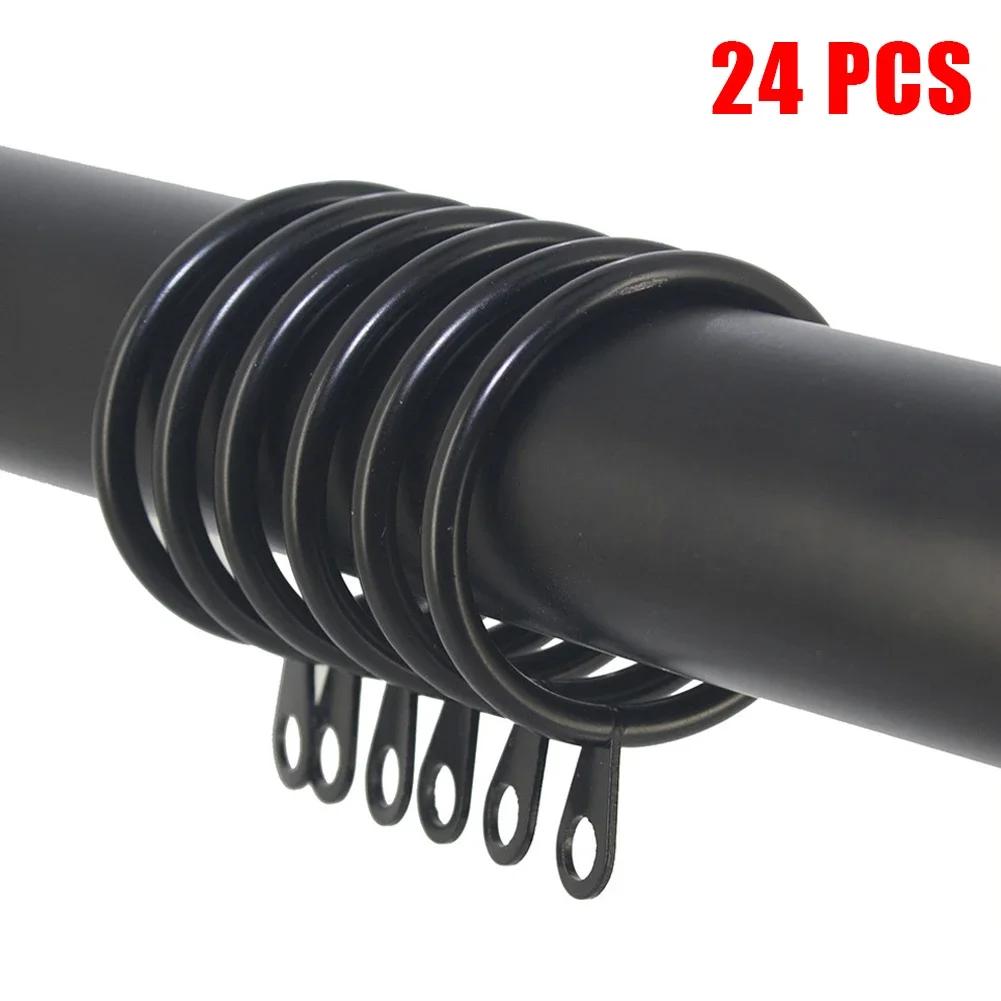 12/24 Pcs Metal Curtain Rings Hanging Hooks For Curtains Rods Pole-Voile Heavy Duty Rings Fit Up To 25 TO 37 Mm Curtain Rods