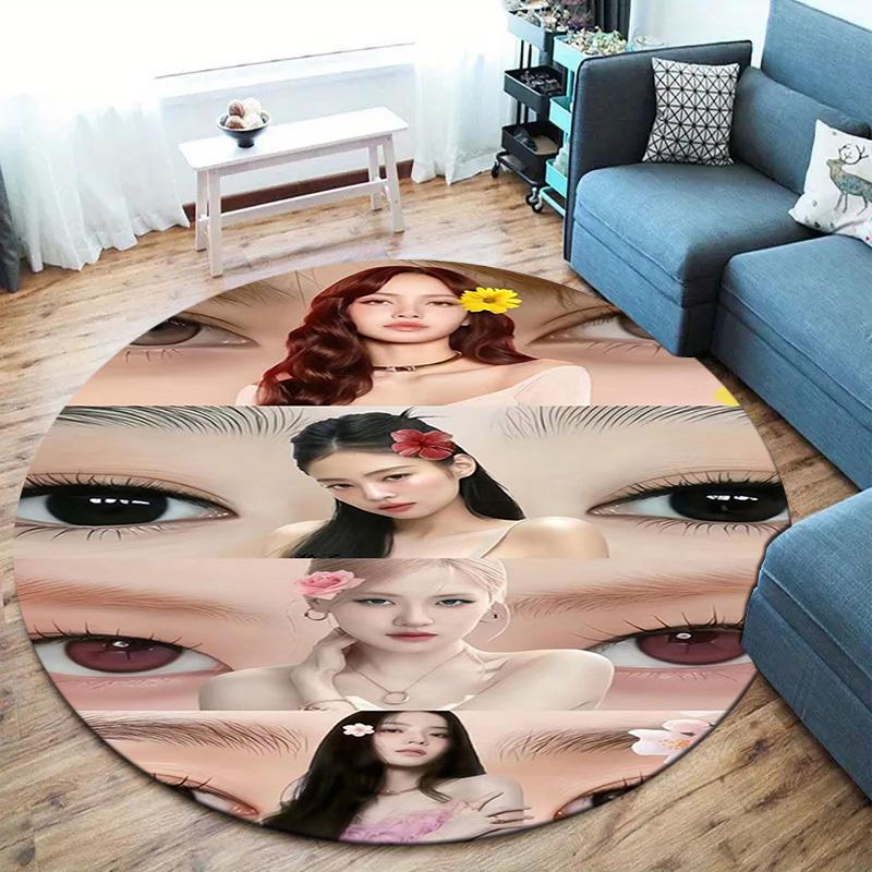 Blackpink Round Area Rug,Carpet Rug for Living Room Bedroom Sofa Playroom Decor,Non-slip Floor Mat