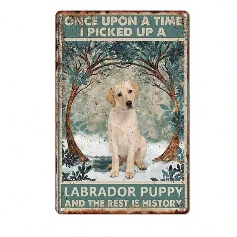 Metal Wall Art Labrador Puppy Vintage Retro Garage Decor