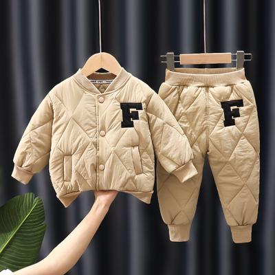 Winter Jungen Bekleidungssets Alphabet Mode Warmer Mantel und Hose 2-teilig Jungen Anzüge Geburtstagsgeschenke Kinderkleidung