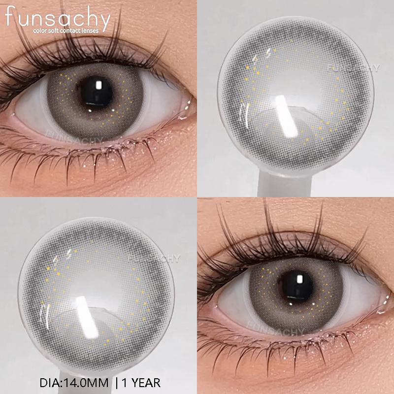 FUNSACHY 2pcs Blue Contact Lenses for Eye Natural Beauty Colorful Lense Beauty Cosmetics Pupils Yearly Use