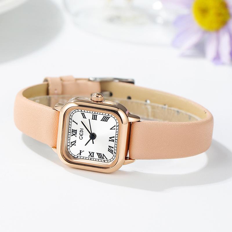 Retro Small Sugar Cube Watch Female Niche Simple And Versatile Mini Temperament Student Literary Women'S Watch