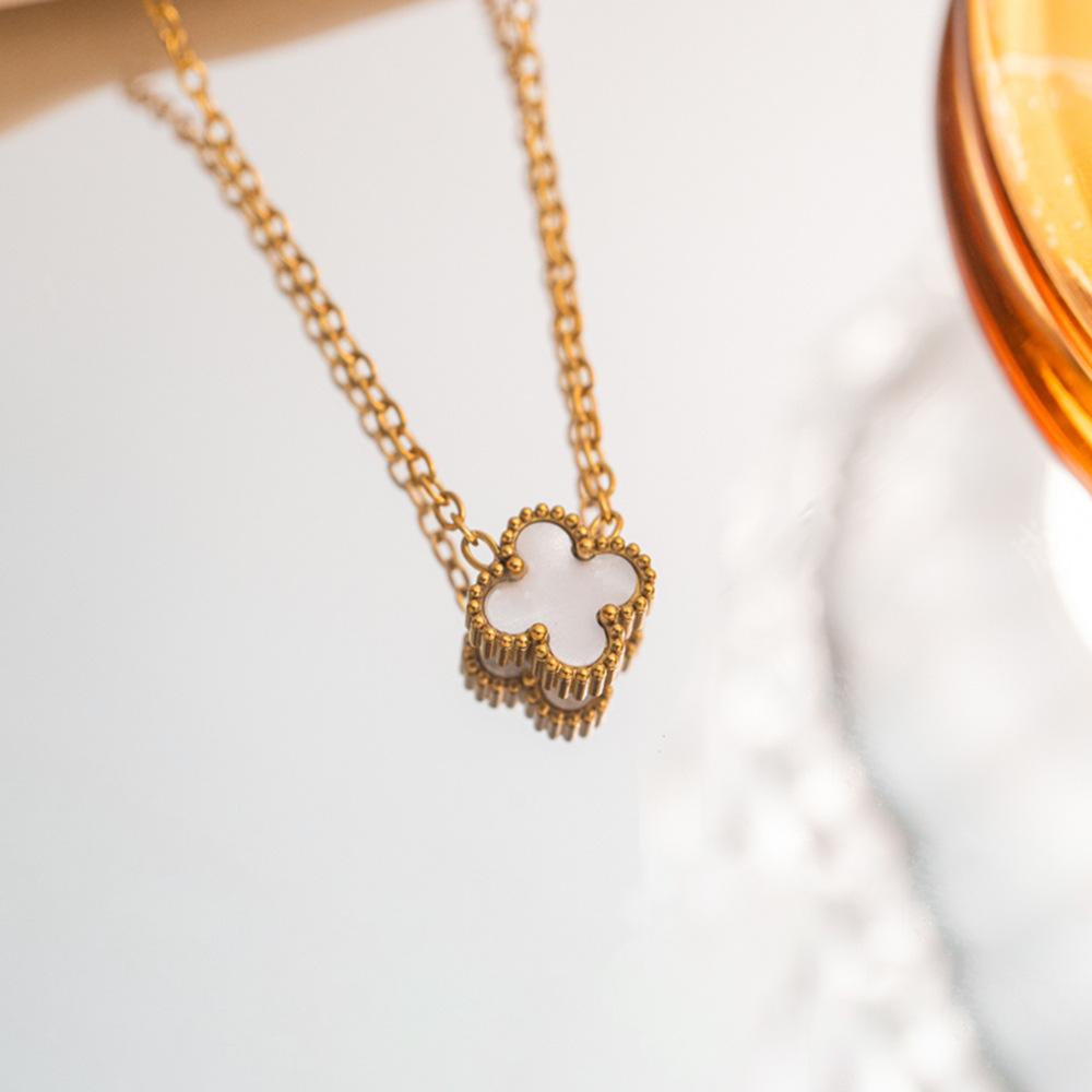 9mm Lucky Four-Leaf Clover Necklace Titanium Steel Light Luxury High-End Clavicle Necklace