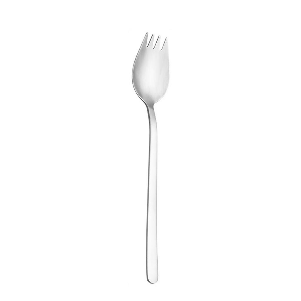 Cream Fruit Stainless Steel Reusable Outdoor Long Handle Spork Salad Forks Flatware Dessert Spoons