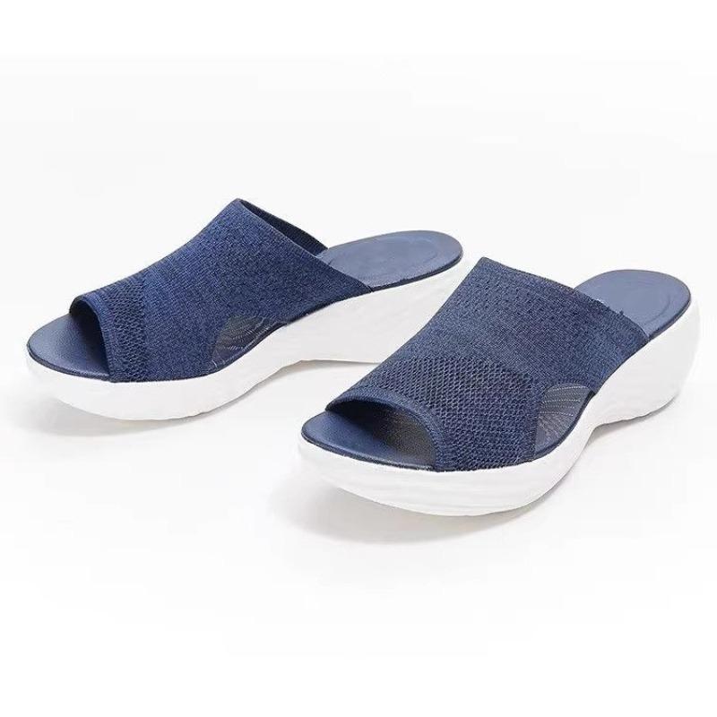 Fashion Women Slippers Elastic Shoes 2025 New Summer Women Slippers Lightweight Slip on Heeled Sandals Female Slides Women Flats Sandals