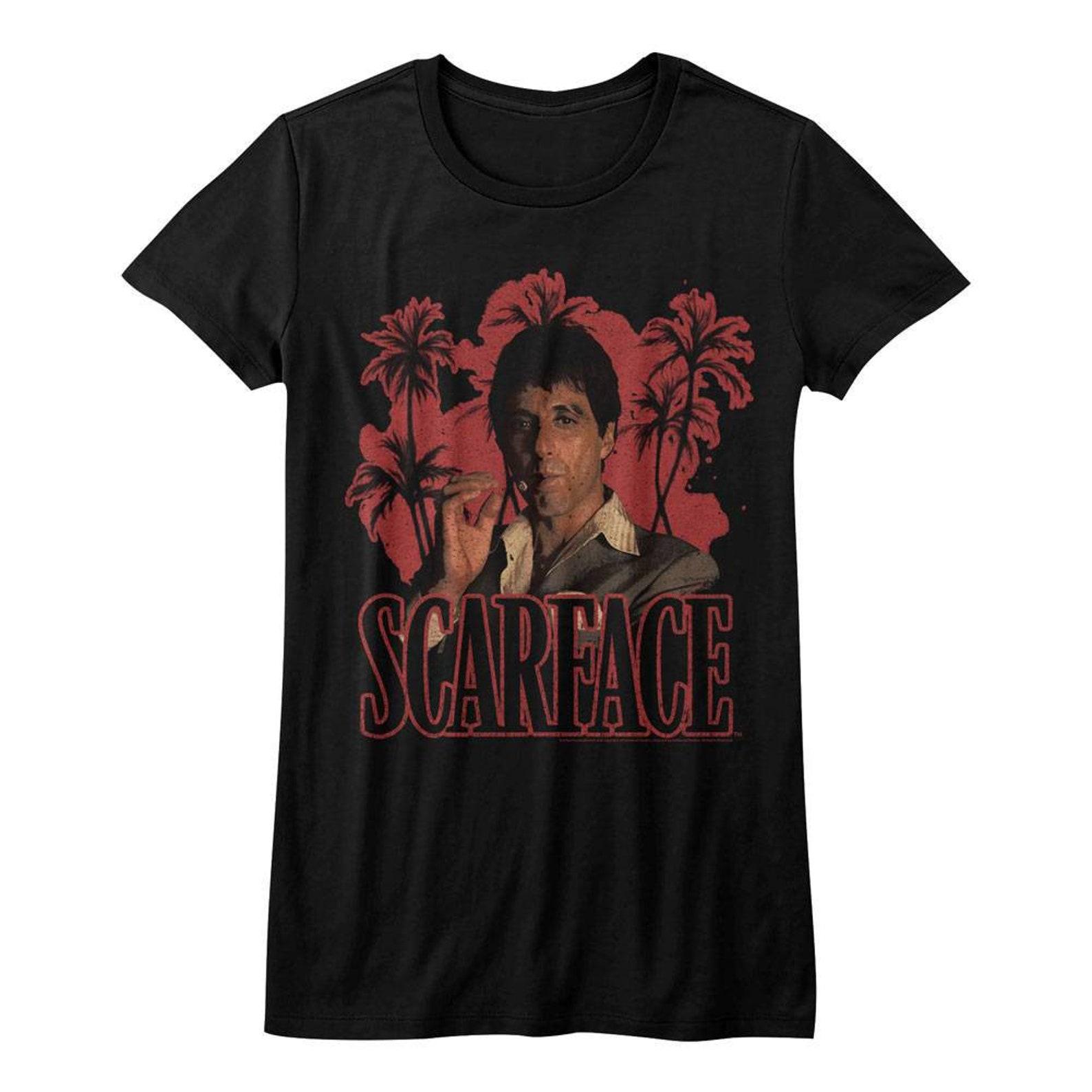 Scarface Red Palms Black Junior Women s T-Shirt S