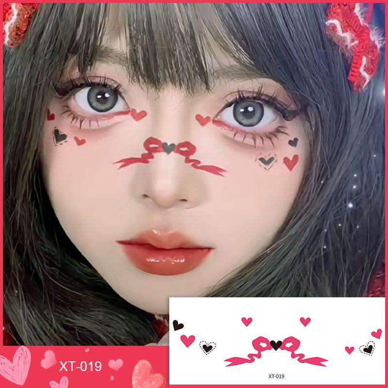 Cute Heart Face Stickers for Valentine's & New Year - Temporary Tattoos for Kids' Makeup & Stage Performances