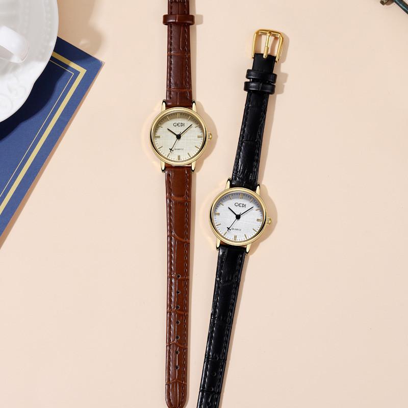 Gedi Womens Quartz Watch With Leather Band Waterproof Fashion Timepiece For Elegant Wear
