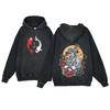 Y2K Anime Hoodie Ukiyoe Koi Fish Vintage Acid Wash Sweatshirt Men Hip Hop Hoodies Long Sleeve Oversized Pullover