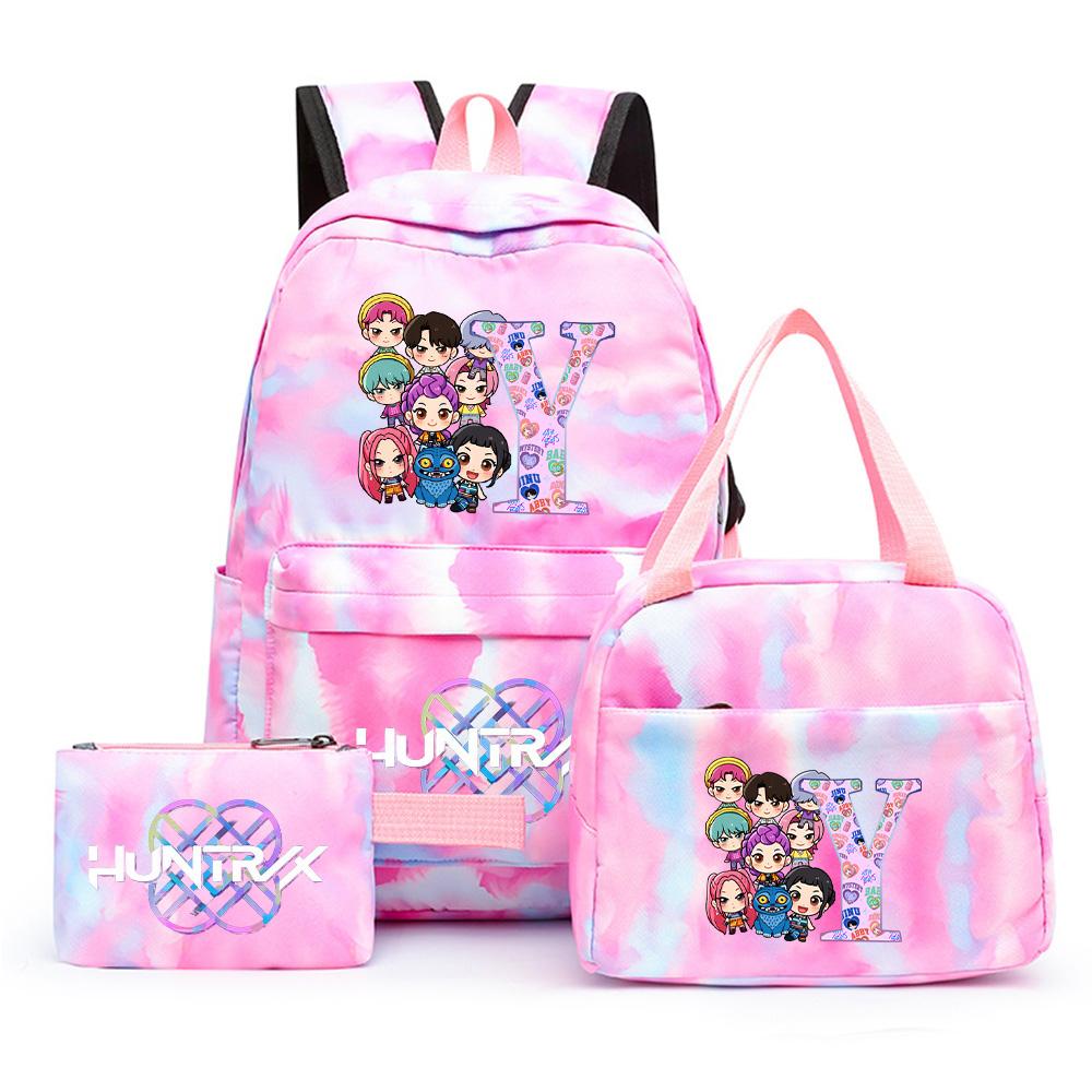 

3Pcs/set Cartoon Kpop Printed Backpack with Lunch Bag Pengcil Case for Teenager Girl Boy Bookbag Large Capacity Travel Bag Kid Gift Rucksak