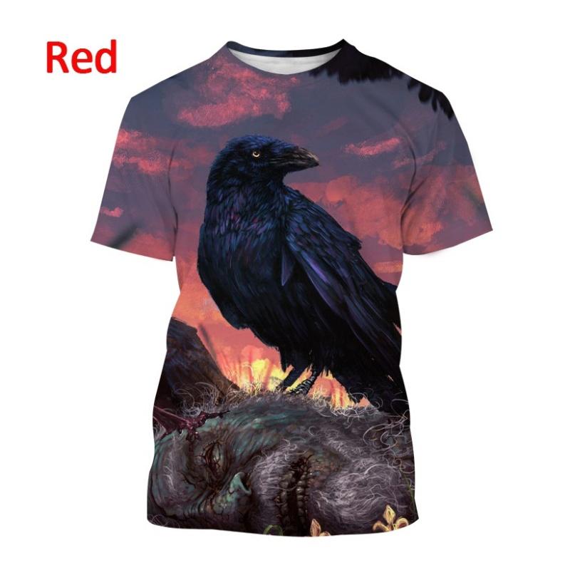 Bird King Eye Pattern T-shirt Men's Cool Bird 3D Printed Summer Breathable Round Neck Short Sleeve Top