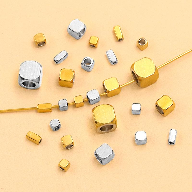 Gold & Stainless Steel Spacer Beads - 2 Colors, 6 Sizes - Rectangular Jewelry Accessories for Necklaces & Bracelets