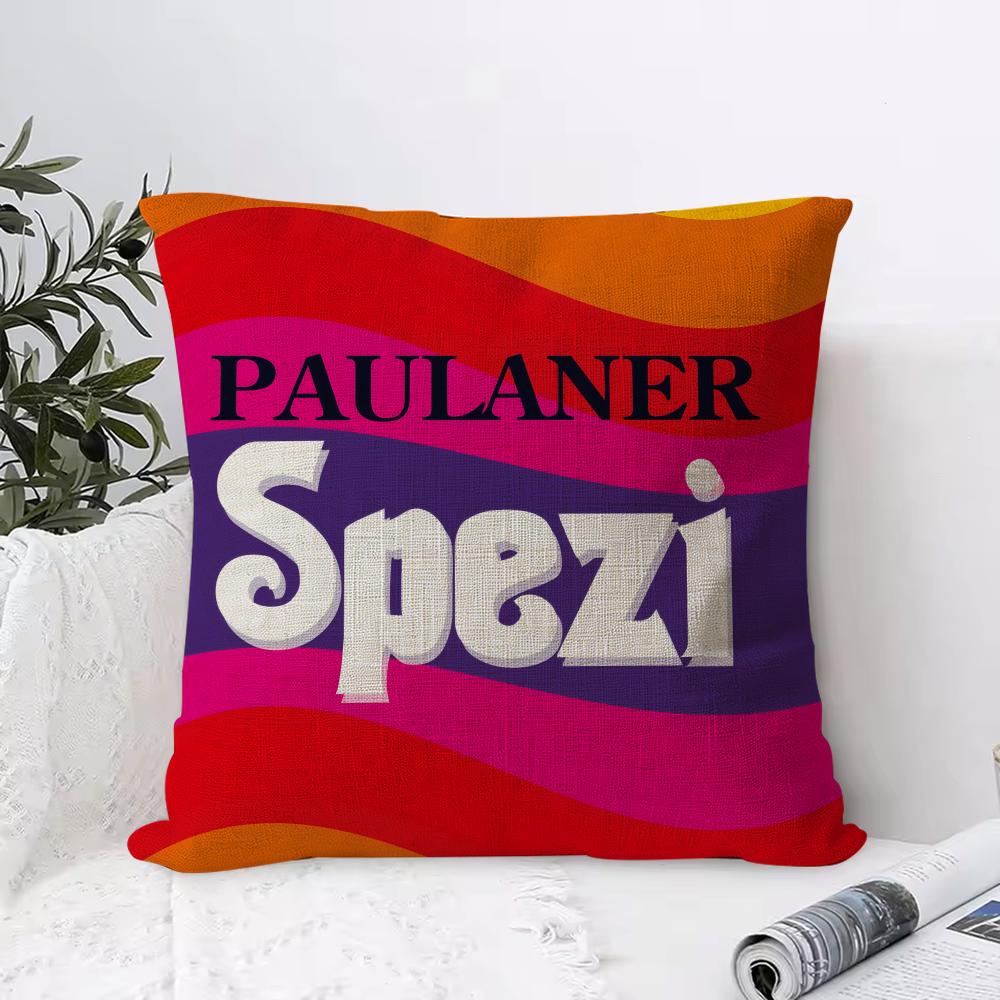 P-Paulaner Spezi Logo Kissenbezug Atmungsaktiver Leinen-Kissenbezug Hautfreundlich Heimdekoration Kissenhülle Mit Verdecktem Reißverschluss