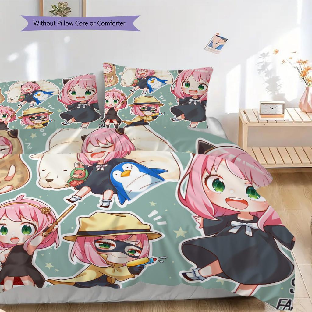 Anime Set Cute Characters Threepiece Set 1 Duvet Cover 2 Pillowcase Without Core Bedding Set Christmas Birthday Gift Soft And Comfortable
