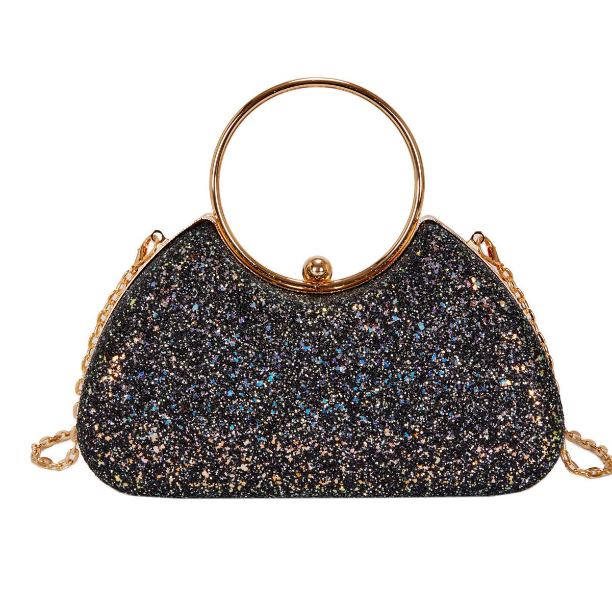 

Сумки Европейские и американские вечерние сумки 2025 новая маленькая сумка в стиле «маленький ароматный ветер», сумка-коробка на цепочке через плечо, портативная сумка-мессенджер чёрный