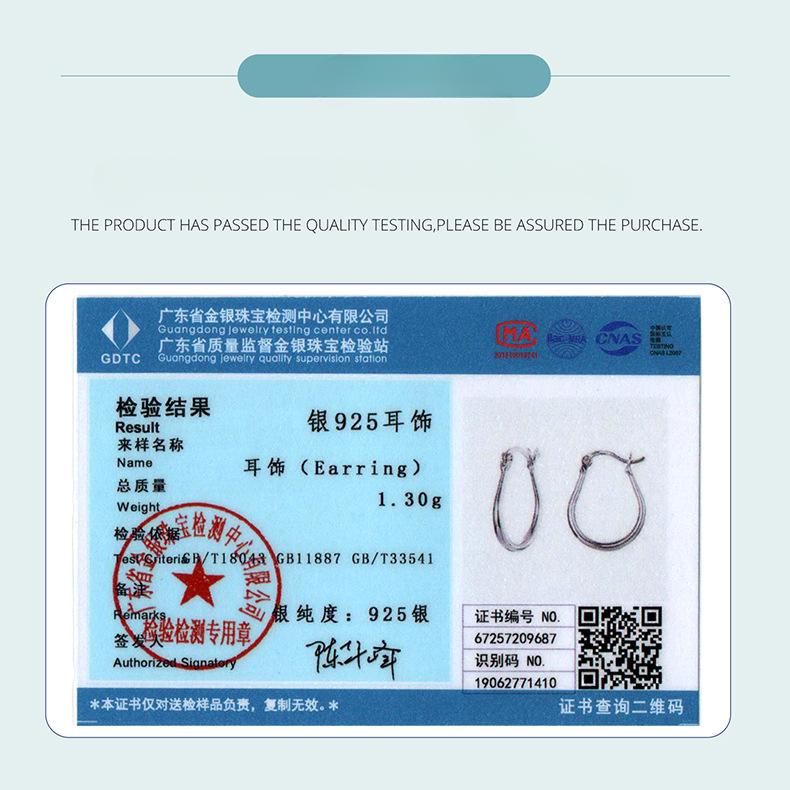 Simple Oval Plain Silver Earrings Earrings Fashion Basic Versatile S925 Sterling Silver Earrings