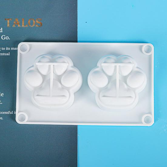 Keychain Mold 2 Cavity Baking Tools Eco-Friendly Useful Mini Variety Cat Claw Silicone Mold for Handicraft