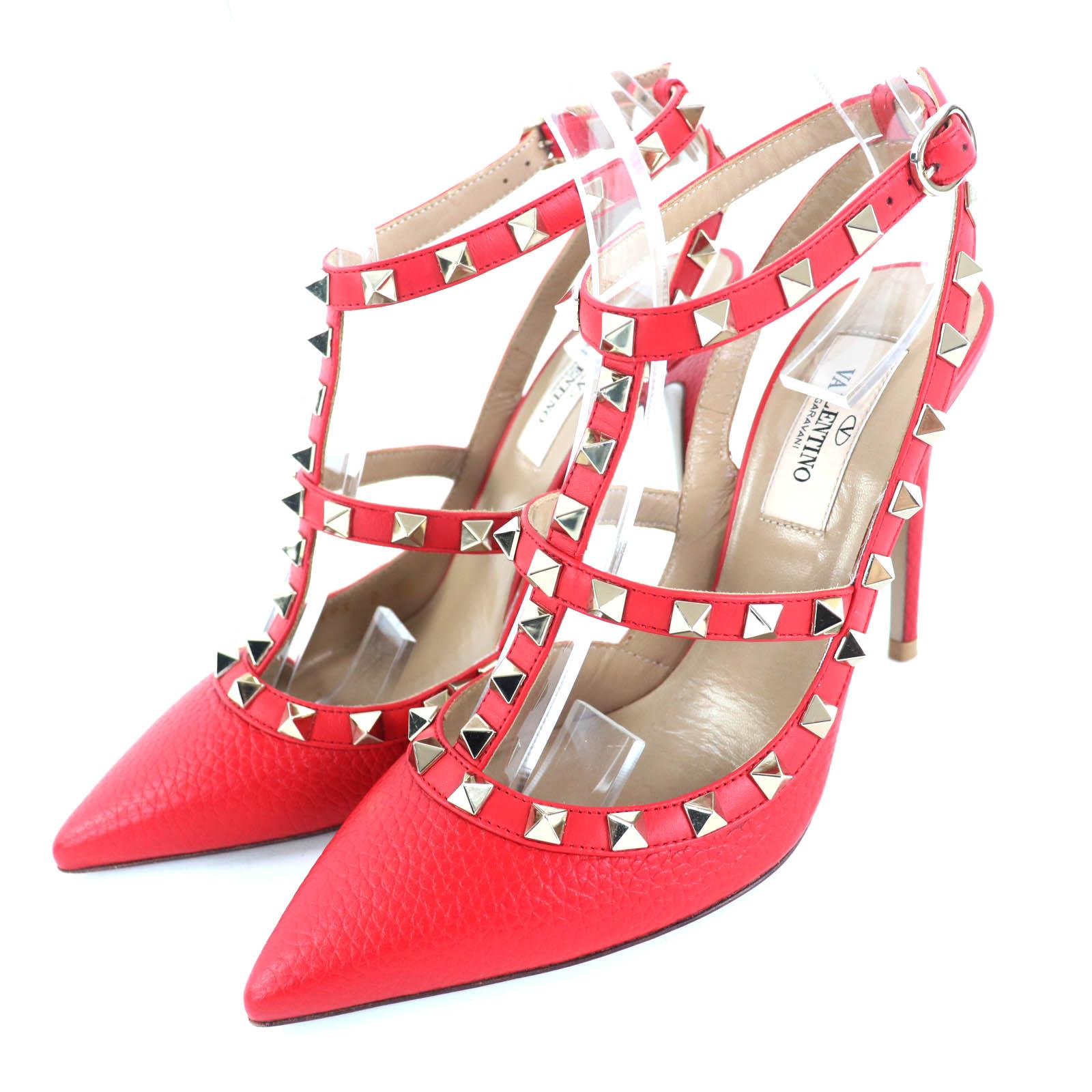 

Great Valentino Garavani pumps Rockstud pointed toe Red leather Women 36 Used
