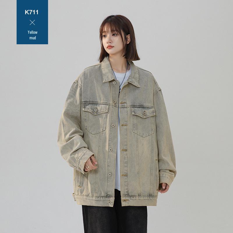 Унисекс Ретро Свободная Джинсовая Куртка с Опущенными Плечами - Японский Стиль Издание 2026 2XL