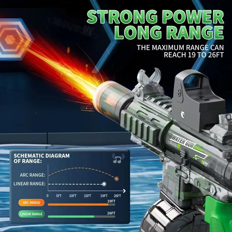 Non-Toxic New Electric Water Gun With Light Led Simulation Fire Sprays Flame Continuously High-Speed Powerful Shoot Outdoor Water Gun Toys