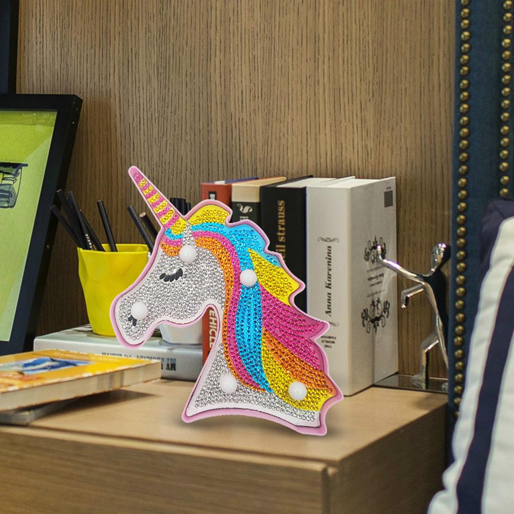 Creative DIY Full Drill Diamond Painting Horse Model LED Light Home Bedroom Decorative Animal Night