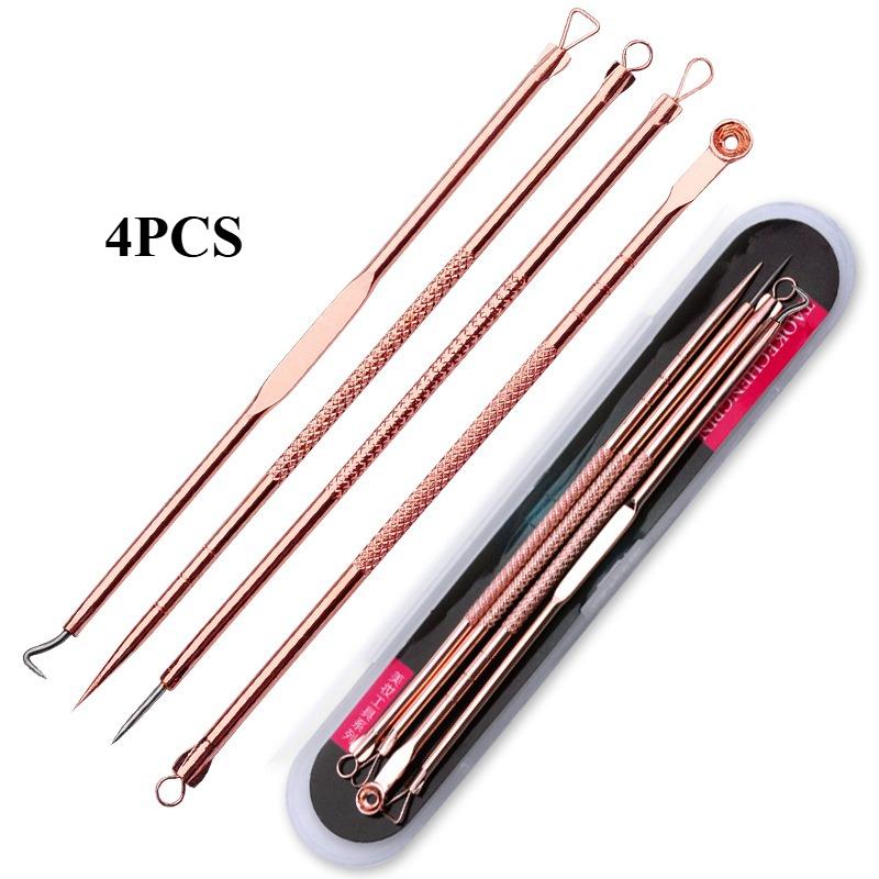 

4PCS/set Blackhead Remover Extractor, Curved Tweezers Kit, Professional Stainless Steel Acne Removal Tool Kit