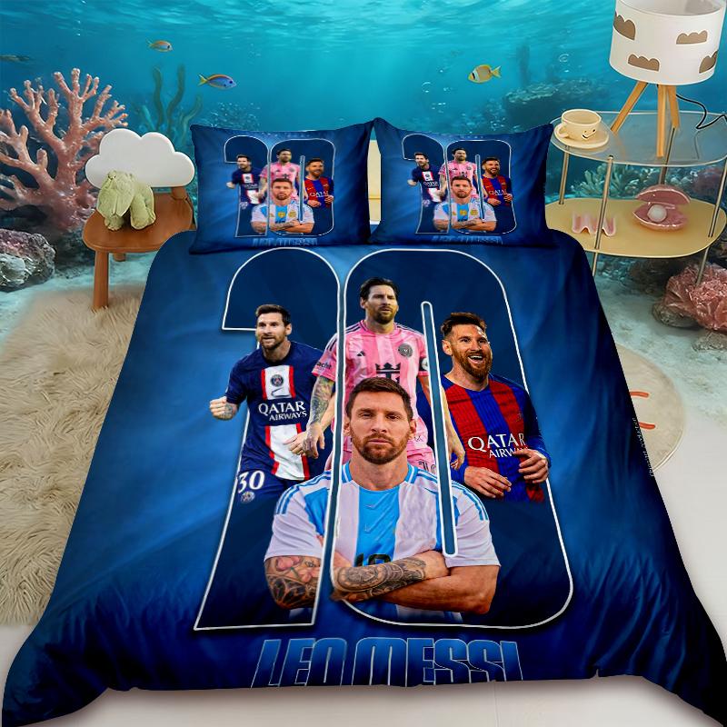 Duvet Cover Fashion Football Messi Printing Bedding Set Duvet Cover Comforter Bed Youth Kids Girl Boys Luxury Birthday Gift