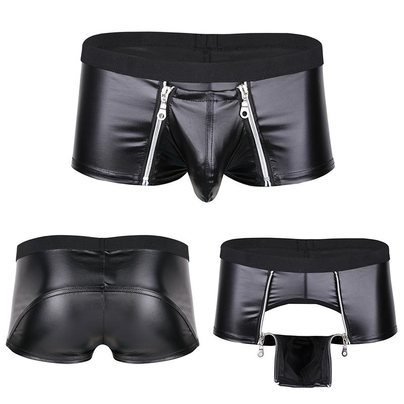 Men Brief Jock Strap Faux Leather Boxer Shorts Underwear Underpants