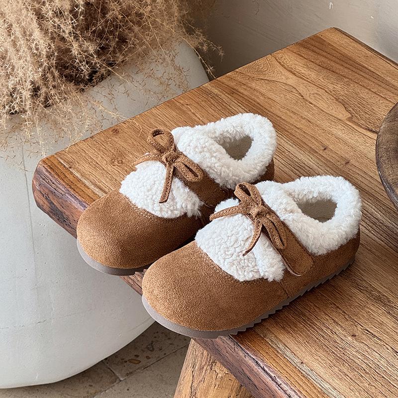

Girls double-layer cotton shoes, Birkenstock children s snow boots, new autumn and winter furry plush warm winter shoes for babies 23 жёлтый