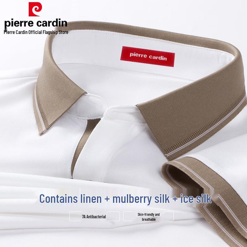 Pierre Cardin Men's Linen Silk Blend 7A Anti-Bacterial Cool-Feel Polo Shirt