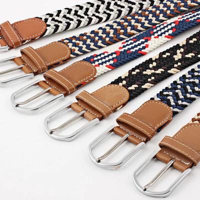 107cm UNISEX Casual Knitted Pin Buckle Women Belt Woven Canvas Elastic Expandable Braided Stretch Jeans Belts for Men