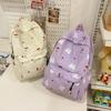 Cartoon Floral Print Backpack Breathable Large Capacity Student Schoolbag Ultra-light Nylon Book Bag