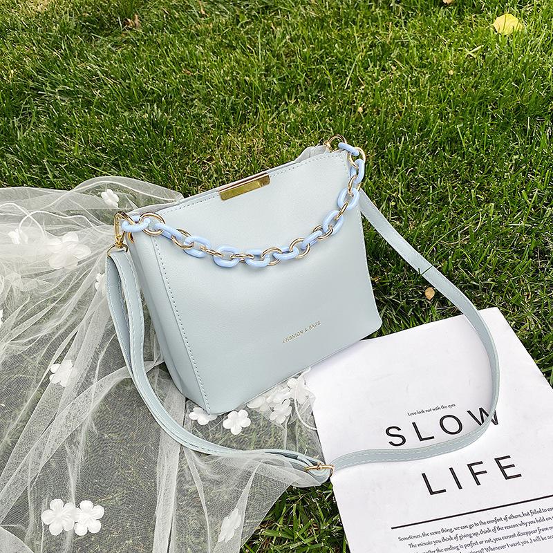 Chain small bag women's bag new trendy ins shoulder portable messenger bag fashionable bucket bag