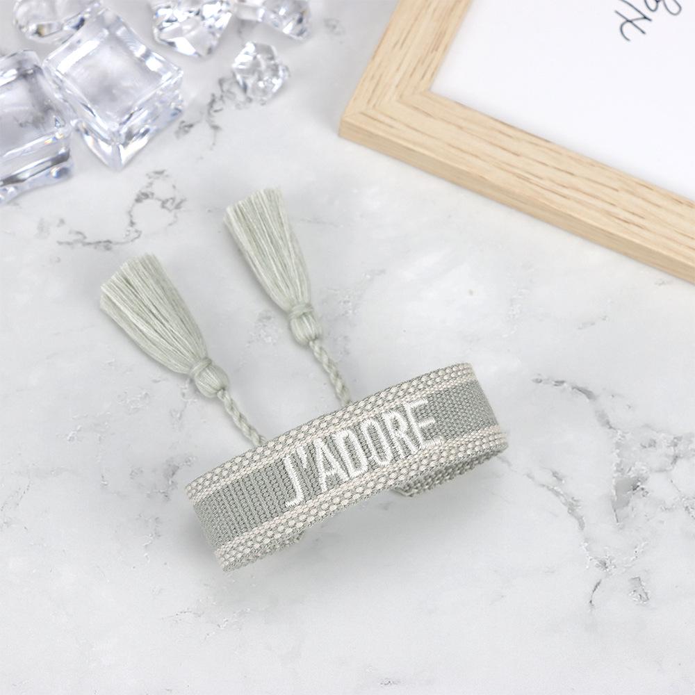 J'adore Bracelet: Embroidered Letter Tassel Wristband for Women & Couples