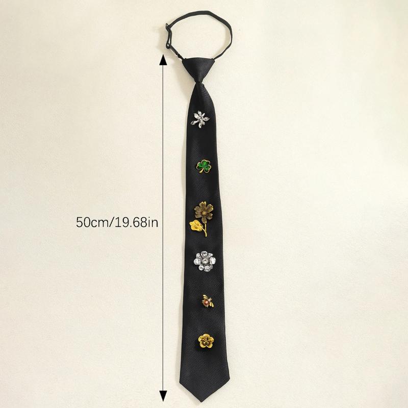 Korean Flower Tie Black Bee Necktie Insect Academic Style Decoration Shirt Tie Jk Uniform Decoration