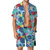 Floral Print Hawaiian Shirt Set 3D Print Casual Short Sleeve Beach Shorts Shirt Holiday Set