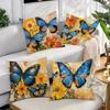 Vintage Blue Butterfly Pillow Covers, Floral Ephemera Art Decorative Throw Pillow Cases, Boho Nature Home Decor Cushion Covers