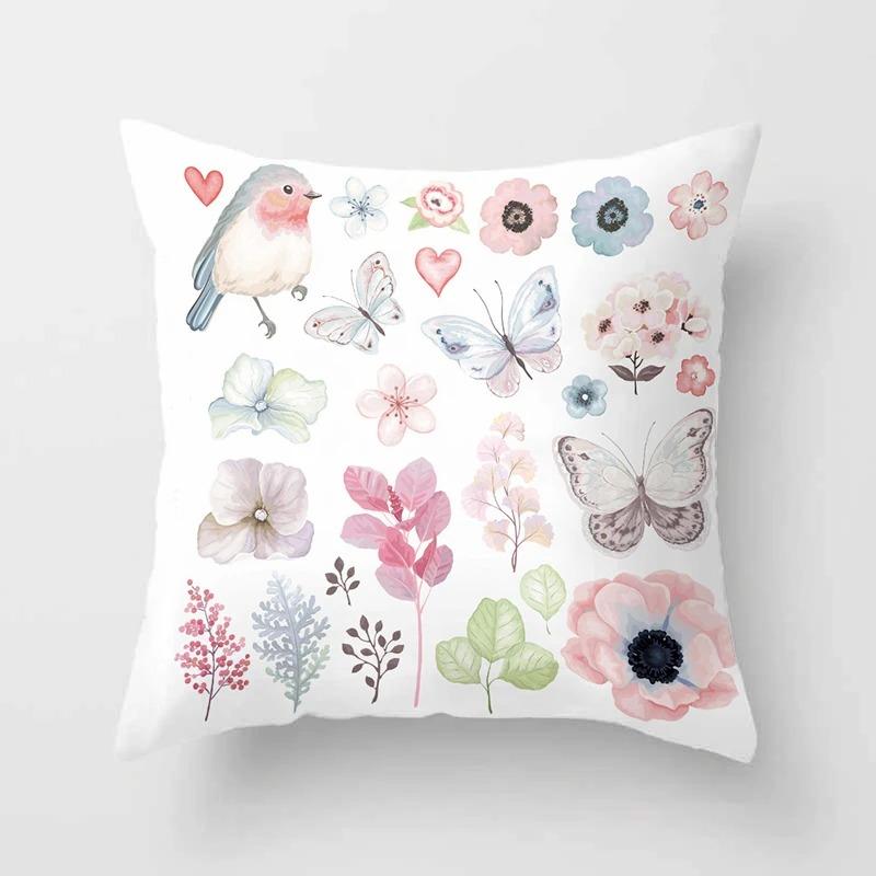 Birds and Flowers Decorative Pillowcases Living Room Office Home Pillowcases Car Ornaments