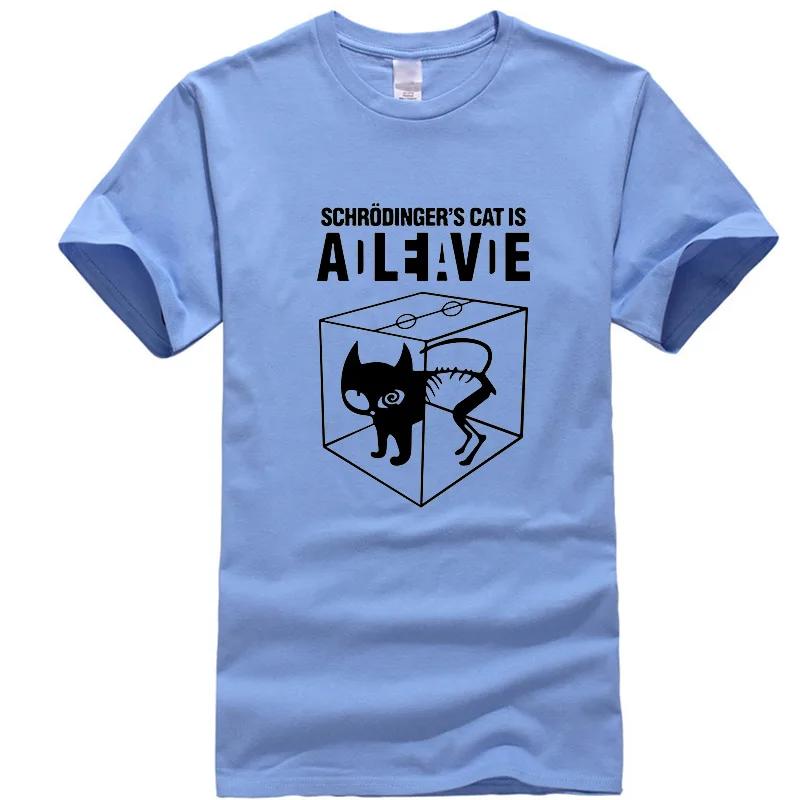 

Mens Tshirt Top Quality Cotton Schrodingers Cat Print Summer Short Sleeve Men T Shirt Casual The Big Bang Theory Mens Tshirt 4XL