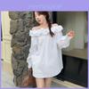 Romantic French Off Shoulder Ruffle Blouse With 3d Print For Spring Womens Fashion