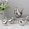Nordic Silver Ceramic Bird Figurine, Mini Animal Statue for Living Room Desk Decor, Wedding Gift & Modern Home Decoration