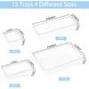 Drawer Organizers Set of 15, 4 Sizes Clear Plastic Drawer Organizers and Storage B for Kitchen, Bathroom, Office, Dresser Desk Drawer Organizer Tray