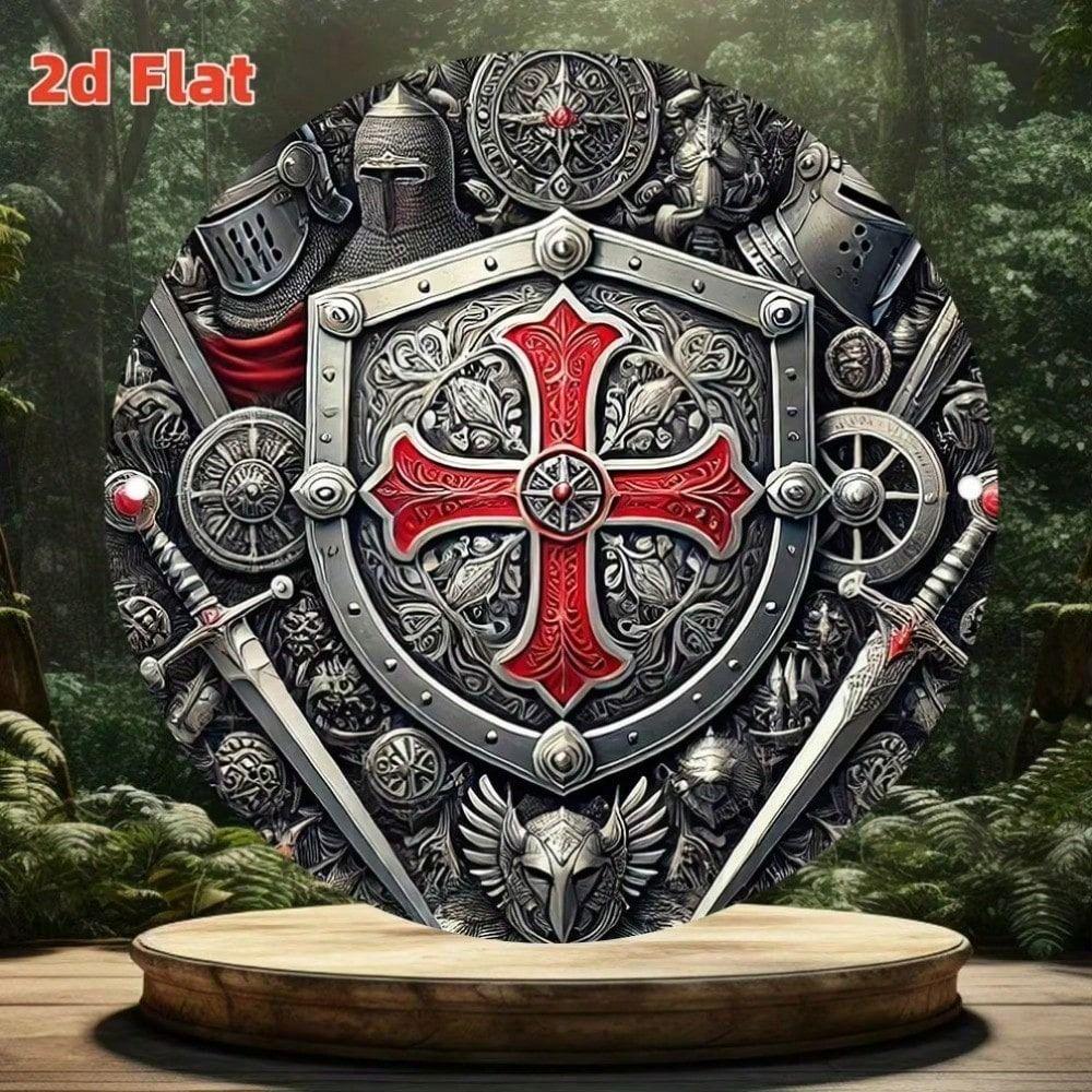 Vintage Red Cross Knight Templar Metal Poster Wall Art Garage Decor